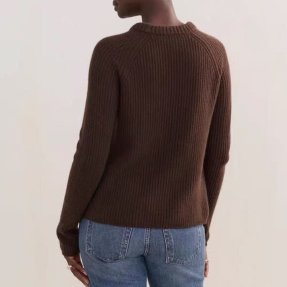 BEST Jenni Kayne Cashmere Fisherman Sweater XS/S/M Chocolate Cafe Brown - Picture 3 of 6